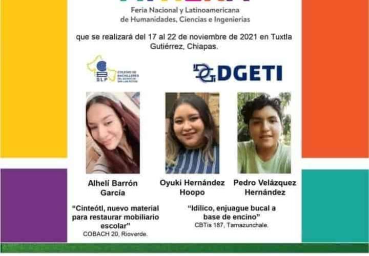Alumnos del CBTis 187 a concurso nacional… van a Tuxtla Gutiérrez