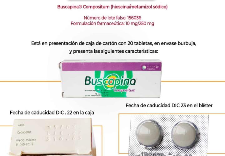 Falsificaron 7 medicinas; entre ella Buscapina y Neo-Melumbrina 
