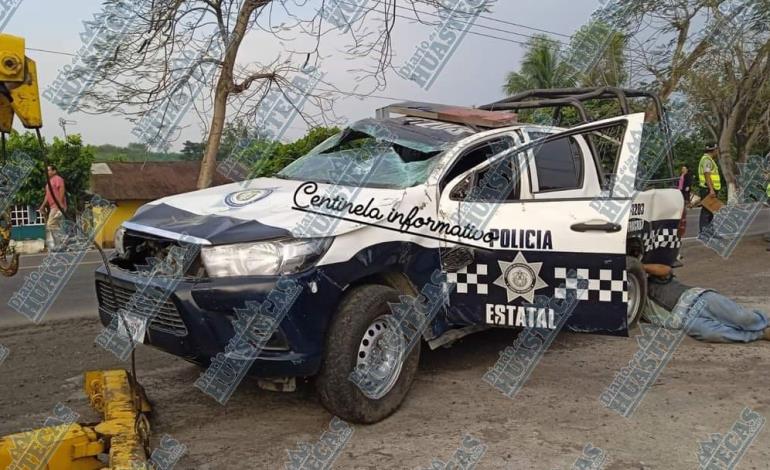 Muere policía de Tantoyuca al volcar patrulla