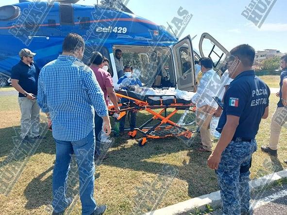 Trasladaron vía aérea a lesionada