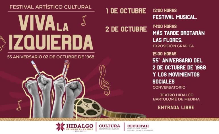 Con "Festival Viva la Izquierda" conmemoran 55 aniversario del Movimiento Estudiantil del 68