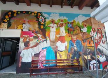 Gran avance del mural de Xantolo en Orizatlán