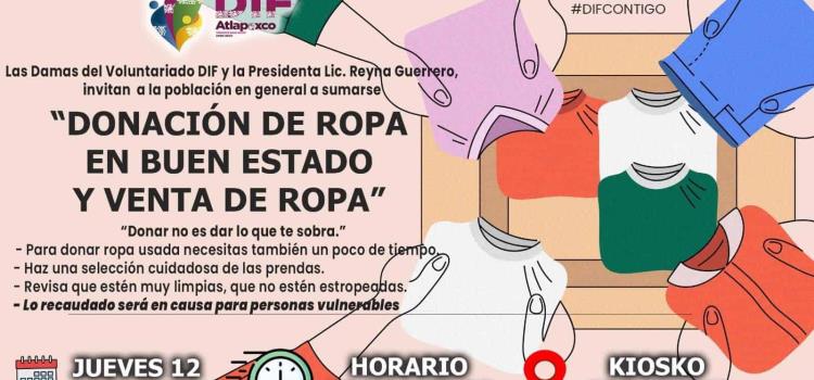 DIF Municipal realizará colecta de ropa y venta