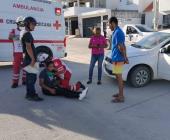 Mujer lesionada en accidente de moto