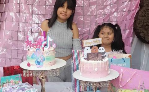 Pastel y sorpresas para Lía y Kamila