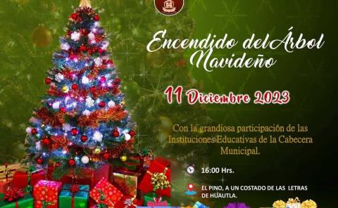Ayuntamiento de Huautla invita al encendido del árbol navideño
