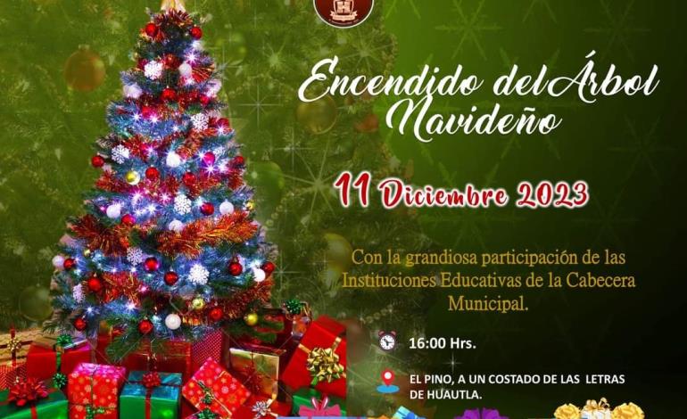 Ayuntamiento de Huautla invita al encendido del árbol navideño