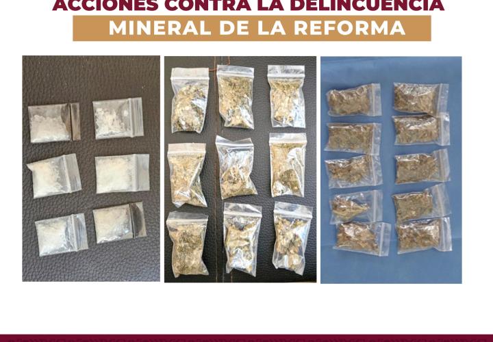 En combate al narcomenudeo, asegura SSPH a tres personas en Mineral de la Reforma