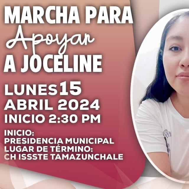 Convocan a marcha en apoyo de Joceline
