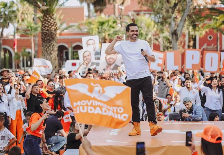 "A cinco semanas de campaña ya estamos en el segundo lugar": Máynez