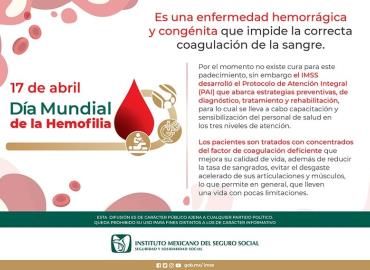 Comprometido IMSS Hidalgo con el cuidado de pacientes con hemofilia