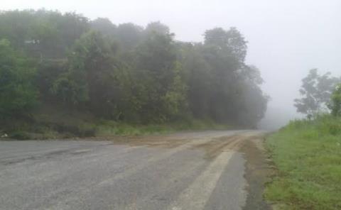 Precaución por niebla en curvas