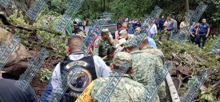 Ejército Mexicano liberó derrumbe en Tlanchinol 