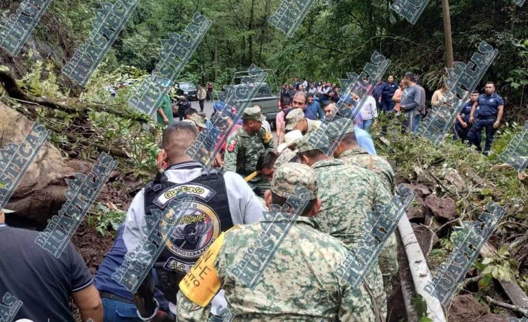 Ejército Mexicano liberó derrumbe en Tlanchinol 
