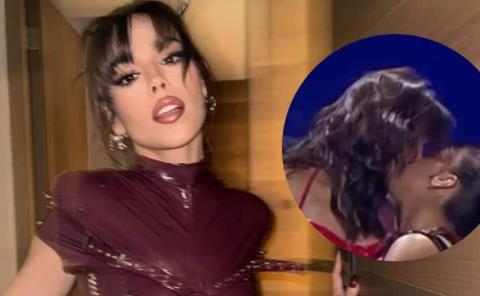 Danna Paola causa polémica tras besarse con bailarina durante show en los MTV Miaw