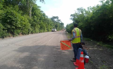 Precaución por trabajos en carretera estatal