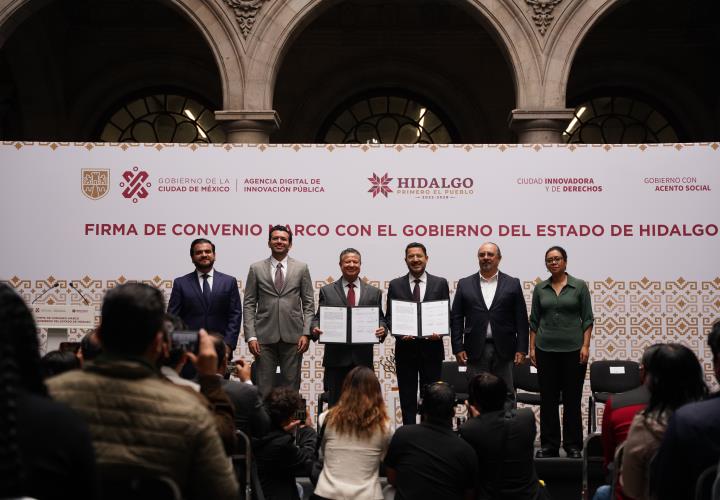 Gobiernos de Hidalgo y CDMX signan convenio en materia de innovación tecnológica