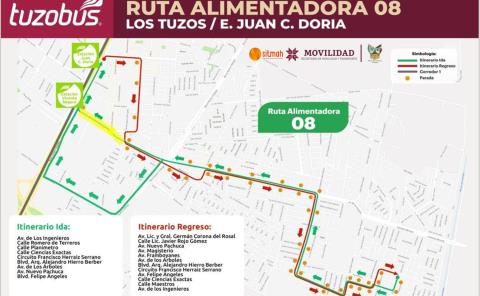 Tuzobús informa sobre desvío en Rutas Alimentadoras