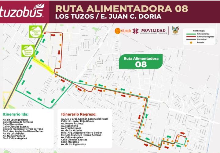 Tuzobús informa sobre desvío en Rutas Alimentadoras