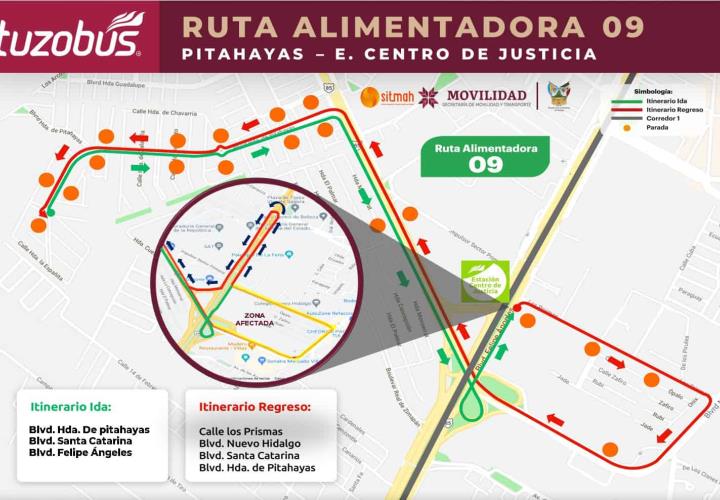 Tuzobús informa sobre desvío en Rutas Alimentadoras