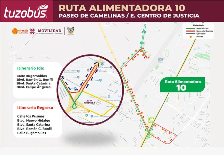 Tuzobús informa sobre desvío en Rutas Alimentadoras