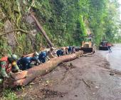 Liberan carretera en Tlanchinol, tras deslave 