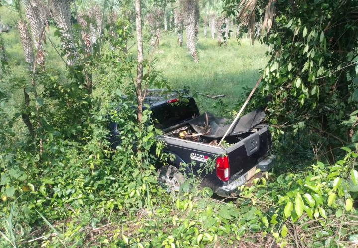 Terminó camioneta entre la maleza en San Martín