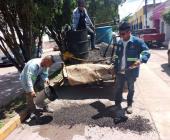 Sigue bacheo de calles en Rioverde