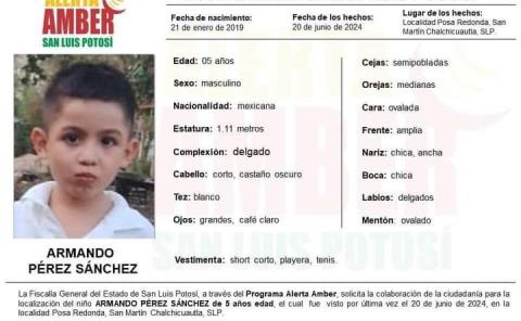 Alerta Amber por menor desaparecido