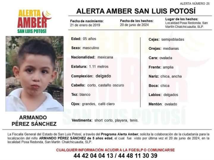 Alerta Amber por menor desaparecido