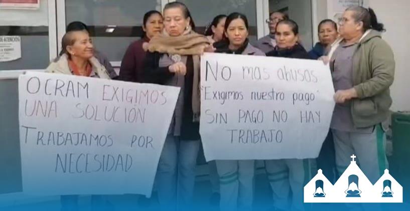 Trabajadoras de limpieza se manifestaron en hospital de Tempoal